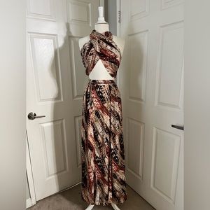Two Piece Skirt and Wrap Top Set